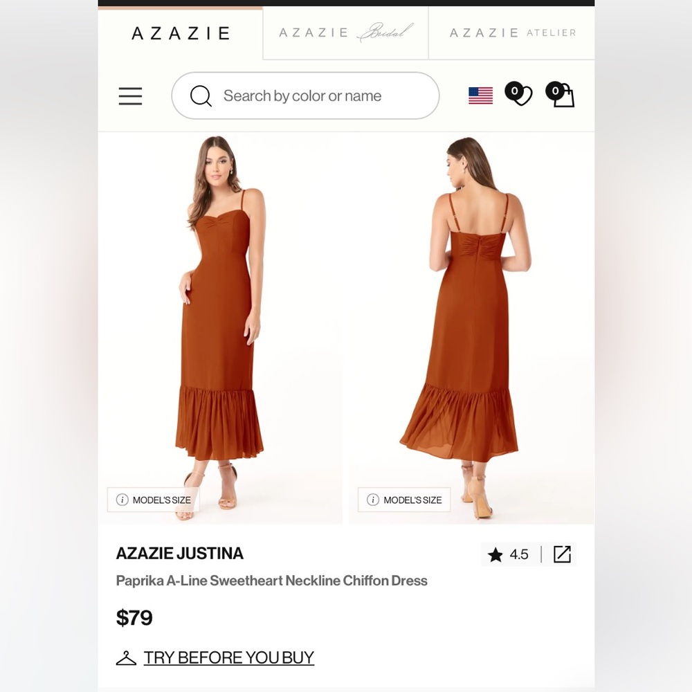Azazie Justina Paparika dress